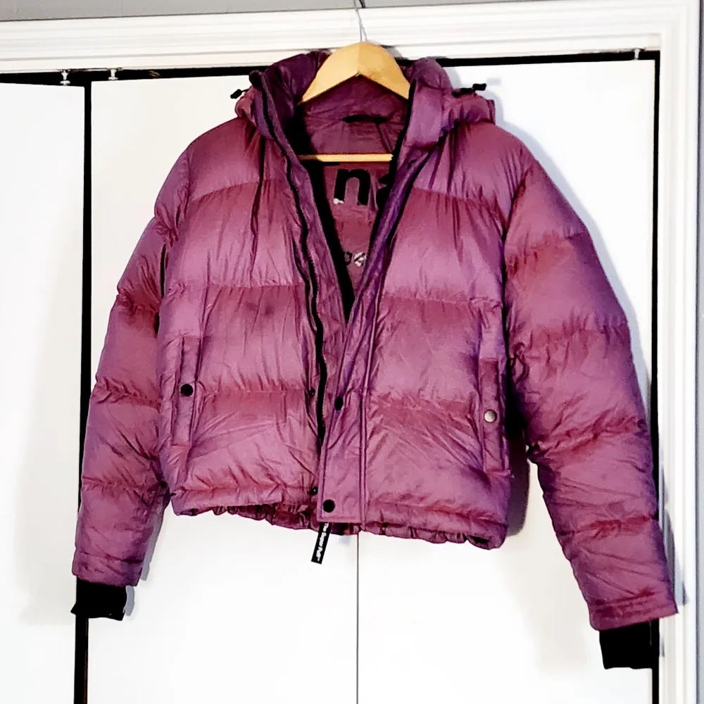 TNA Iridescent Violet Cropped Puffer Jacket - Picture 2 of 6